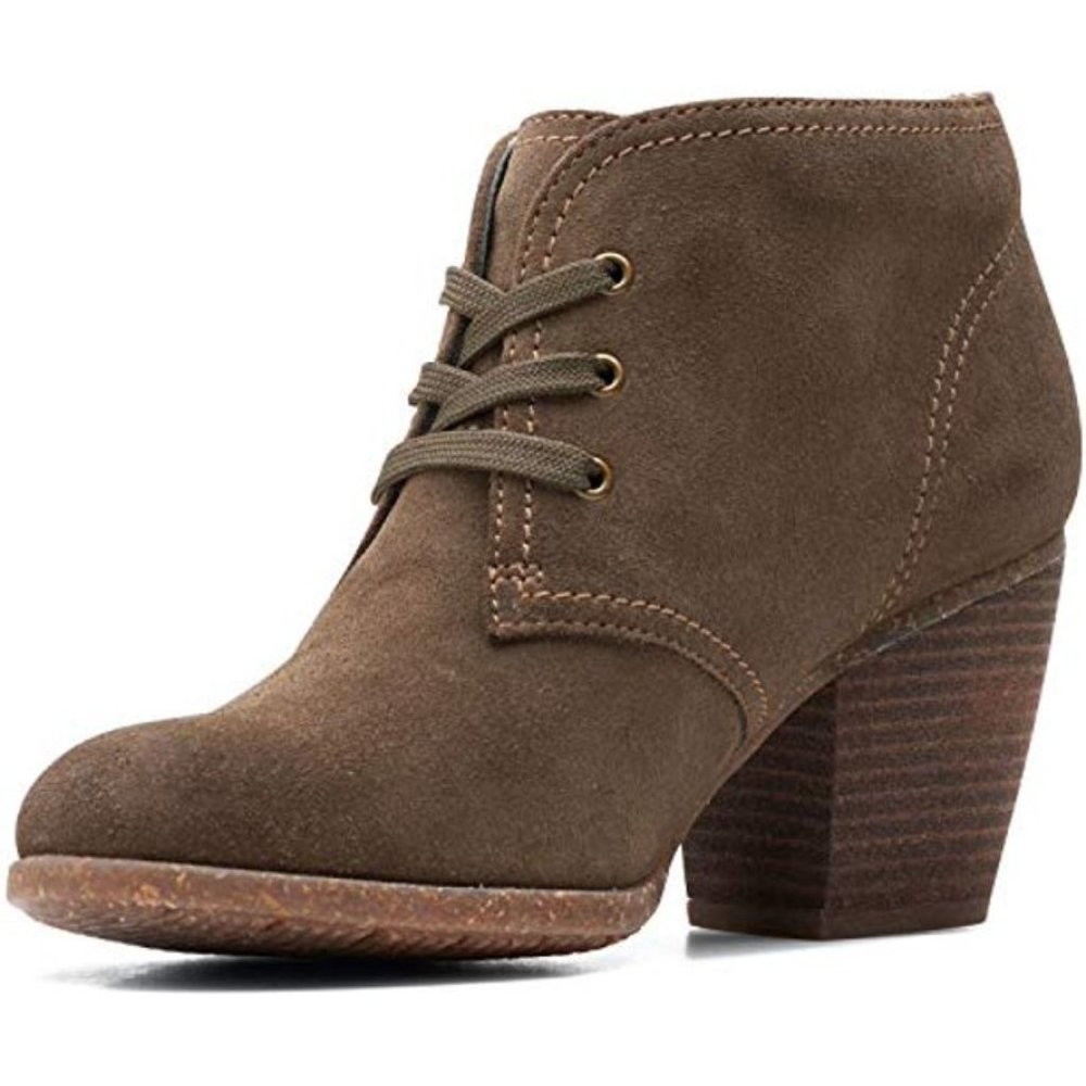 Clarks lace up booties size 9.5 , dark beige